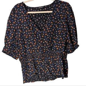 Madewell Smocked-Waist Top in the Prairie Posies floral print size Medium ditzy